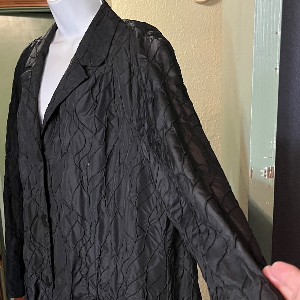 ❇️NWOT Transparente Statement Coat-Textured Black Long Button Sz XL - Picture 4 of 13